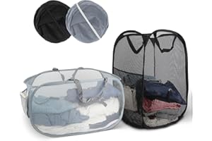 ZWQLZG 2 Stück Pop up Wäschekorb, Masche Faltbarer Wäschekorb 36 x 36 x 58cm Klappbarer Wäschekorbe mit Henkel, Klappbar Wäschekorbe Faltbar Für Badezimmer Wohnheim Reisen