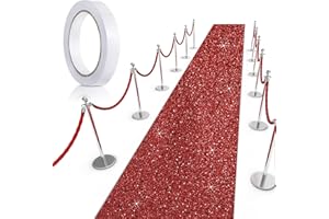 Tatuo 75 cm x 9,14 m Alfombra de Pasillo Alfombra de Pasarela 55 gsm de Grosor con Cinta de Alfombra para Bodas Navidad Accesorios Exterior, Alfombra de Pasillo Fiesta Boda (Rojo Brillante)