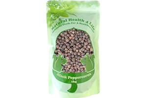 Natural Health 4 Life Dried Spices Whole Black Peppercorns Seasoning 1 kg in Resealable Pouch (1 Pouch)