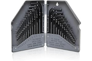 brackit 30 PCs Allen Key Set, Imperial & Metric Hex Allen Key Sets MM(0.7mm-10mm) SAE(0.028"-3/8''), Long and Small Sizes Hex Key Set, Durable & Precise, Ideal for DIY and Professionals