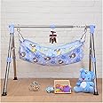 A to Z Hub Stainless Steel Baby Cradle N Swing Ghodiyu With Indian Style Hammock Having Mosquito Net For New Born Baby,Blue