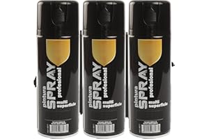 H HANSEL HOME Pintura Spray Negro Brillo 400 Ml - Pack de 3 Unidades