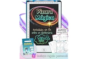 GO WONDERIA GoWonderia - WonderPad - Pizarra Mágica Infantil 8,5” con 40 Tarjetas Montessori – Tableta de Escritura STEAM – Juguete Educativo con Recursos Sin Fin – Regalo para Niños de 4 a 10 Años – Casa y Viaje