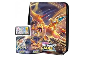COZVIAO Card Binder for Pokemon 4 Pocket, 50 Pages 400 Pockets Trading Card Binder, Portable Waterproof PU Card Holder, Collectible Card Album