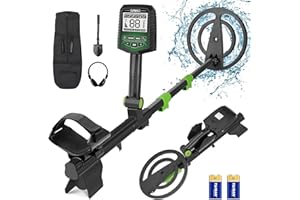 OMMO Metal Detector pieghevole, metal detector professionale per adulti, 5 modalità di rilevamento, chip avanzato, alta sensibilità, display LCD retroilluminato, bobina impermeabile IP68, metal