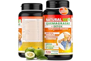 BODYBLOOMS Quemagrasas potente para adelgazar + detox adelgazante potente NATURALKETO® 120 pastillas para adelgazar muy rapido con l carnitina, Garcinia cambogia y 13 plantas quema grasas potente y rapido
