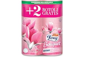 Foxy Bouquet | Carta igienica 54 Tripli Rotoli | Carta rosa al profumo di rosa | Certificazione PEFC | 100% Energia elettrica rinnovabile | Confezione riciclabile prodotta con plastica riciclata