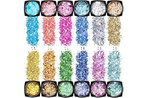 HOMENED 12 Pack Face Glitter Chunky Glitter Festival Cosmetic Glitter Body Glitter Sparkling Decoration Glitter for Hair and Nails