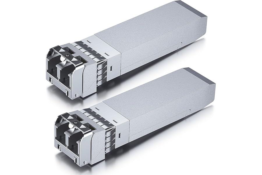 10Gtek [2 Pack 10Gb SFP+ SR Multimode Module 300-meter, 10GBase-SR LC Transceiver Compatible for Cisco SFP-10G-SR, Meraki, Mikrotik S+85DLC03D, Ubiquiti, Netgear, Zyxel, Qnap,Synology,D-Link and more