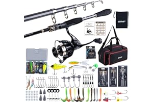 Goture Fishing Rod and Reel Combos with Carry Bag, Telescopic Pole Spinning Reel Lures Set, Telescopic Fishing Rod Fishing Kit for Travel Saltwater Freshwater