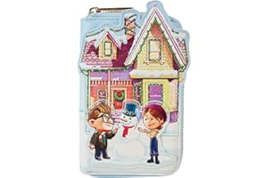 LOUNGEFLY Disney Pixar Up House Holiday Zip Around Wallet, Black, One Size