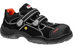 ELTEN Obuwie ochronne SCOTT Pro ESD S1P, dla kobiet i mężczyzn, tekstylne, z tworzywa sztucznego (lżejsze niż stalowy nosek), lekkie, sportowe, czarne, rozmiar: 42