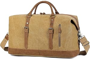 EverVanz Sac de Voyage baise-en-Ville extralarge en Toile et Bordures Cuir avec bandoulière