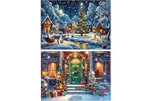 KiKiHong 2 Pièces Diamond Painting Noël,5D DIY Broderie Diamant Kit Complet,Peinture Diamant Decoration Noel pour Enfants Adultes Diamant Painting Arts Craft pour Décoration Murale,30x40cm