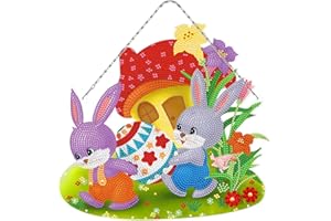 ZOYIEP 5D Ostern Diamond Painting, Ostern Diamond Painting Kits, Hase Ostereier DIY Diamant Painting Anhänger mit Hängekette, Hase Diamant Malerei für Wand Dekoration (A)