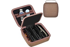 Grapsa Reise Sonnenbrillen Aufbewahrung für Glapeame/für CARFIA/für wearPro/für Wrimen, Brillenbox für Mehrere 8 Sonnenbrillen und Uhren, Schlüssel, Kopfhörer- L(nur Tasche)