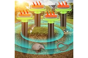 YurDoca 4PCS Mole Repellent for Lawns, Ultrasonic Mole Repellent Solar Powered, IP66 Waterproof Mole Groundhog Repellent, Sonic Mole Repeller for Yard Garden Lawns, Mole Deterrent Outdoor