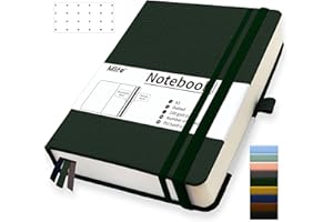 Mlife A5 Quaderno Puntinato,Taccuino con 360 Pagine E 100g/M² Carta Resistente All'Inchiostro, Quaderni Con Tasca Pieghevole Per Ufficio Scuola Casa Scrittura E Note(Verde)