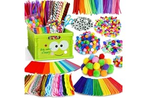 FUNZBO Bastelkoffer kinder ab 6 jahre Bastelkoffer ab 4 jahre Bastelsachen Bastelmaterial Set, Basteln Gehören Pompons,Pfeifenreiniger für Kinder Mädchen Jungen