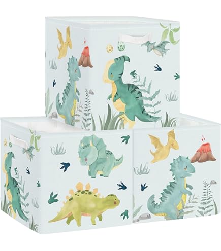 HUUMONSS 30 cm Opbergdoos 3 Stuks Bouwvoertuigen Opbergmand voor Kinderen Auto Opbergkubus met Handgrepen voor Slaapkamer Organizer voor Speelgoed Boeken Kleding, Kiepwagen