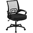 Yaheetech Modern Ergonomic Office Swivel Chair Adjustable Computer Chair Fabric Mesh Chair with Back Support Arms and Wheels for Home Work and Students Study Black