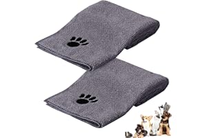 Vyranut Serviette de Toilette pour Chien, 2 Pièces Serviettes pour Animaux de Compagnie, Serviette de Bain pour Chien en Microfibres 75 x 35 cm, Serviette à Séchage Rapide, Absorbante(Gris)