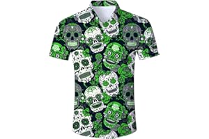 ALISISTER Mens Hawaiian Shirt 3D Print Casual Button Down Ugly Shirts Beach Holiday Aloha Short Sleeve Shirt