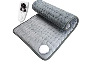 DIZA100 Elektrisches Heizkissen mit Abschaltautomatik Abschaltung, schnelle Heiztechnik Elektrisch Wärmekissen, sicheres Wärmepads Elektrische für Rücken, Nacken, Schulter 30 x 60 cm-Dunkelgrau+Grau