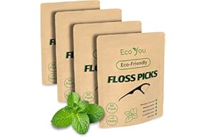EcoYou | Biodegradable Floss Picks | 200 Count (Pack of 4) | Eco Floss | Bamboo Floss Picks | Bamboo Floss | Eco Floss Sticks