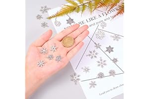 Ornazy 70 pcs Tibetan Snowflake Charms Pendants Mixed Antique Silver Winter Charms for Necklace Bracelet Jewellery Findings Making Accessory