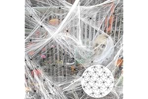 RDDAIPE Halloween Deko Spinnennetz, 300g Dehnbare Spinnweben Deko mit 40 Horror Schwarz Spinnen, 1800m² Spinnweben Halloween Deko für Innen, Außen, Garten, Fenster, Häuser, Spukhaus&Partyzubehör