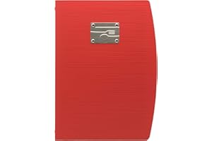 SECURIT - Portamenús Rio Line - 1 Inserto Fijo Doble Cara = 4 Páginas A4 - Posibilidad de Añadir Insertos - Placa de Acero con Etiqueta de Cubiertos - Café, Bar, Restaurante - Color Rojo