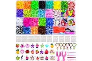 LRIKAS Loom Bands Kit Elastici Fare Braccialetti Perline per Bambini DIY, Elastici di Gomma, Lavorare a Maglia Kit