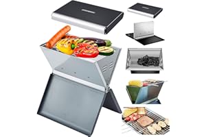 Steinborg Mały składany grill, grill na laptopa, grill kempingowy, szybki montaż, rama odporna na wysokie temperatury, duże otwory wentylacyjne, grill na węgiel drzewny