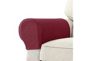 GEOCANG Armchair cover, Set of 2 non-slip armchair, sofa armrest protector, for furniture protector (Red wine)