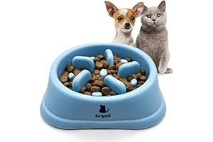 GRYZII Gamelle Anti Glouton Chat & Petit Chien | Animaux de Petite Taille, Alimentation Lente et Saine, Favorise la Digestion de l'animal, Anti Vomissements, Design avec Pieds Antidérapants (Petit, Bleu)