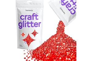 Hemway Craft Glitter - Super Chunky 1/8" 0,125" (3mm) - Artes del brillo para manualidades Vasos de papel de vidrio decoraciones diy de Proyectos - 100g - rojo holográfico