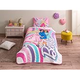 TA&Ccedil; Barbie Imagine Standart Pamuk-Polyester Nevresim Takımı, Pembe, Tek Kişilik