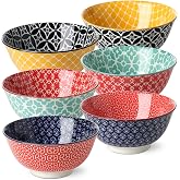 DOWAN Porcelain Cereal Bowls 23 fl oz, Vibrant Colors Soup Bowls 6 Inch, Oatmeal Bowls for Pasta, Small Salad, Stews, Rice, M
