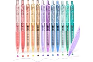 Four Candies Juego de 12 bolígrafos de gel retráctiles de secado rápido de 0.5 mm, bonitos bolígrafos transparentes de punta fina, multicolor, para tomar notas, agarre cómodo, 12 colores de tinta,