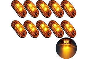 Krtopo 10X 2 LED Feux de Marquage Latéral 12 / 24V Feux De Gabarit LED Remorque Lampe Latérale Avertissement Lumière jaune pour Camion RV Caravan