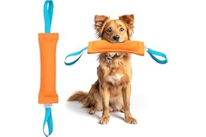 YES4QUALITY Dog Bite Tug Toy - 12x3.5, Orange - Durable Pull Toy w/ 2 Strong Handles - Tough Nylon Bite Pillow for Small to Medium Dogs - Ideal for Tug of War, Fetch, K9, Puppy Training & Play