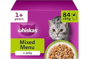 whiskas 1 plus Adult Mixed Selection in Jelly 84 Pouches, Adult Wet Cat Food, Megapack (84 x 85 g)