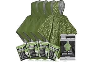 aZengear Poncho de Survie d'urgence (Lot de 4) Couverture Thermique en Mylar pour rétention de la Chaleur et de la Pluie | Réversible avec Capuche | Imperméable, Coupe-Vent, Portable