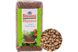 Blusana Blähton 25l Pflanzsubstrat für Hydrokultur | Ton-Granulat Körnung 8-16mm Drainagematerial & Bodenauflockerung