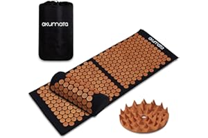 Akumata XL Acupressure Mat and Pillow Set | Extended Size Massage Mat for Lower Back Pain Relief and Stress Relief | Deep Relaxation Accupressure Mat & Pillow - Black & Gold