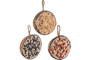 FLAMINGO Mangime uccelli selvatici - Qualità premium - set di mezze noci di cocco ripiene (semi, noci, vermi, girasole) - 600g