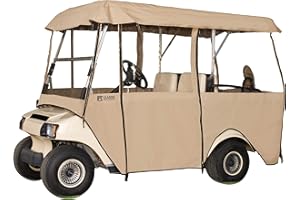 Classic Accessories Fairway Deluxe 4-Sided 4-Person Golf Cart Enclosure, Tan
