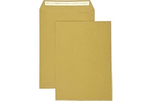PAKNOR® Lot de 50 enveloppes d'expédition - Marron - DIN C4 - 229 x 324 mm - 90 g - Sans fenêtre - Rabat droit - Fermeture adhésive - Grande lettre A4 - Marron - Enveloppes d'affaires C4