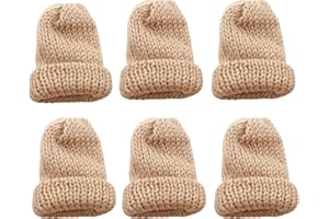 MIJOMA Juego de 6 gorros de punto para calentar huevos de punto, para huevos de desayuno, mini gorros para manualidades, idea de regalo, mudanza de cumpleaños, color marrón claro